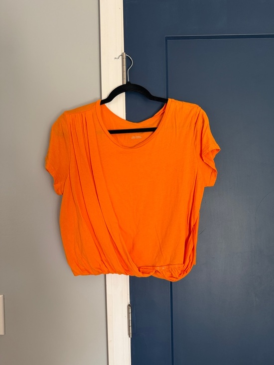 Anthropologie Tops - Anthropologie Bright Orange Draped Short-Sleeve Tee